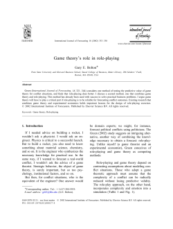 G ame theory`s role in role-playing
