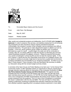 To: Honorable Mayor Adams and City Council From: Julie Feier, City