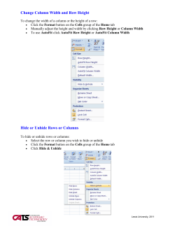Change Column Width and Row Height Hide or