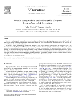 Volatile compounds in table olives (Olea Europaea L., Nocellara del