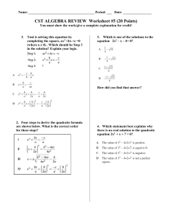 CST ALGEBRA REVIEW Worksheet #1 (20 Points)