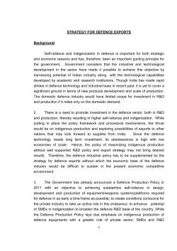 STRATEGY FOR DEFENCE EXPORTS