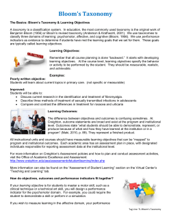 Bloom`s Taxonomy and Learning Objectives