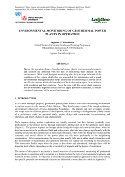environmental monitoring of geothermal power plants