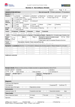 BioSIRT Section 2 - Surveillance Details