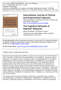 The Cognitive Demands of Hypnotic Response