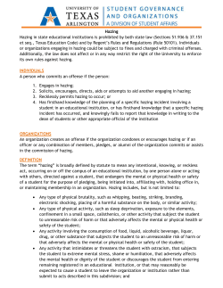Hazing Hazing in state educational institutions is prohibited by both