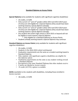 Standard Diploma on Access Points Special Diploma (only available