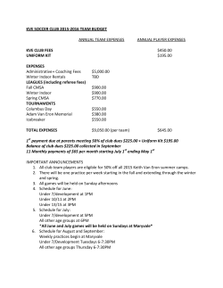 kve soccer club 2015-2016 team budget annual team expenses