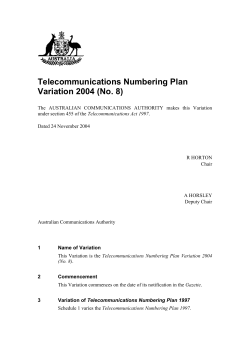 Telecommunications Numbering Plan Variation 2004 (No. 8) The