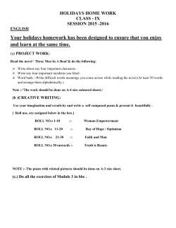 HOLIDAYS HOME WORK CLASS - IX SESSION 2015