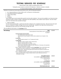 Testing Services and Fee Schedule