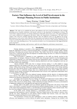 Factors That Influence the Level of Staff Involvement in the Strategic