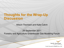 Thoughts for the Wrap-Up Discussion