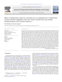 Effects of temperature, body size, and chela loss on competition for a