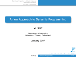 A new Approach to Dynamic Programming