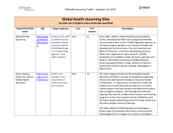 Global Health eLearning Sites - Updated July 2013