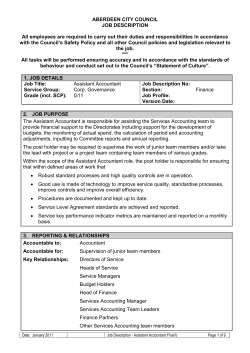 Job description / person specification: Assistant Accountant