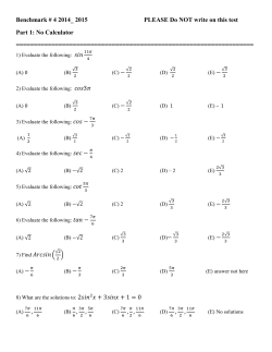 Benchmark # 4 2014_ 2015 PLEASE Do NOT write on this test Part 1