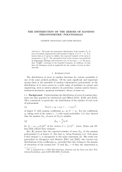 THE DISTRIBUTION OF THE ZEROES OF RANDOM
