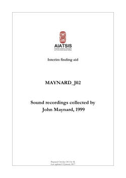 MAYNARD_J02 Sound recordings collected by John Maynard, 1999