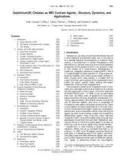 Gadolinium(III) Chelates as MRI Contrast Agents: Structure
