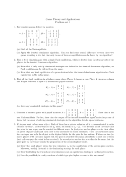 Game Theory and Applications Problem set 1