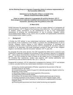 New Market Mechanisms - Alliance of Small Island States &ndash; AOSIS