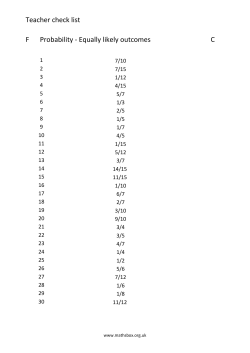 Teacher check list F Probability - Equally likely outcomes C