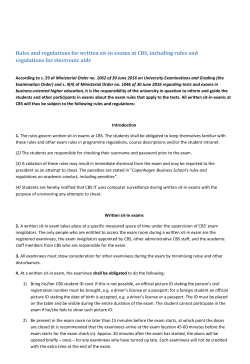 Rules and regulations for written sit-in exams at CBS, including