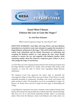 Israel Must Choose: Enforce the Law or Lose the Negev?