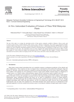 In Vitro Antioxidant Evaluation of Extracts of Three