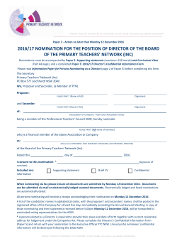 Director Nomination Form - Primary Teachers Network
