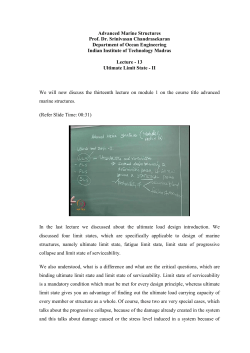 Advanced Marine Structures Prof. Dr. Srinivasan