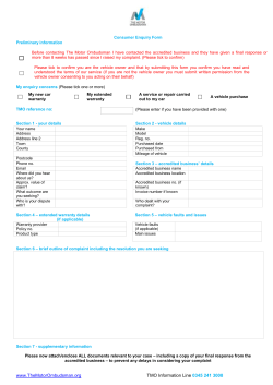 our enquiry form - The Motor Ombudsman