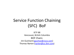 Service Function Chaining SFC BoF