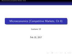 Microeconomics (Competitive Markets, Ch 9)