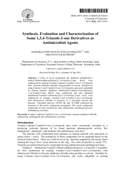 Synthesis, Evaluation and Characterization of Some 1,3,4