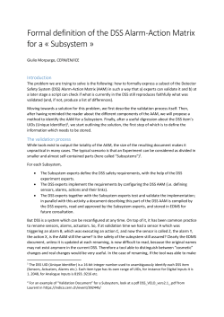 Formal definition of the DSS Alarm-Action Matrix for a