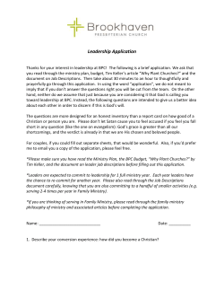 Leadership Application - Brookhaven Presbyterian Church