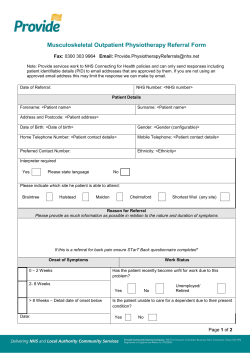 Physiotherapy Outpatients - Referral Form [PRF-1028