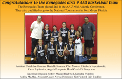 Congratulations to the Renegades Girls 9 AAU Basketball Team