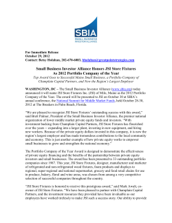 Small Business Investor Alliance Honors JSI Store Fixtures As 2012