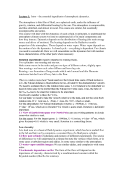 Lecture 1: Intro &ndash; the essential ingredients of atmospheric dynamics