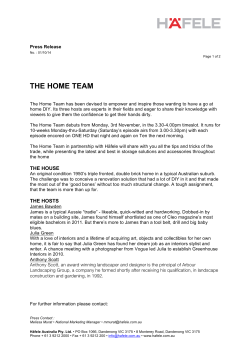 THE HOME TEAM - Hafele.com.au