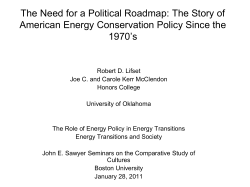 The Need for a Political Roadmap: American Energy Conservation