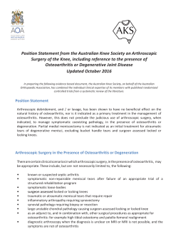 Position Statement from the Australian Knee Society on Arthroscopic