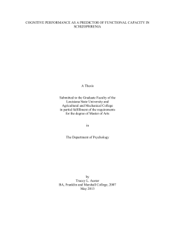 COGNITIVE PERFORMANCE AS A PREDICTOR OF FUNCTIONAL