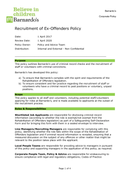Policy on the Recruitment of Ex-Offenders