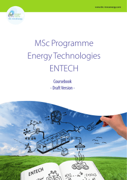MSc Programme Energy Technologies ENTECH